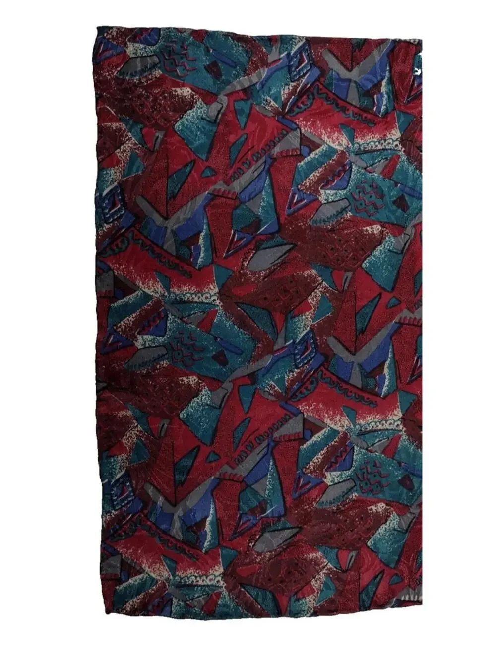 Burgundy Handkerchief 100% Silk 80s colors HANKIE ABSTRACT HAND ROLLED EDGES